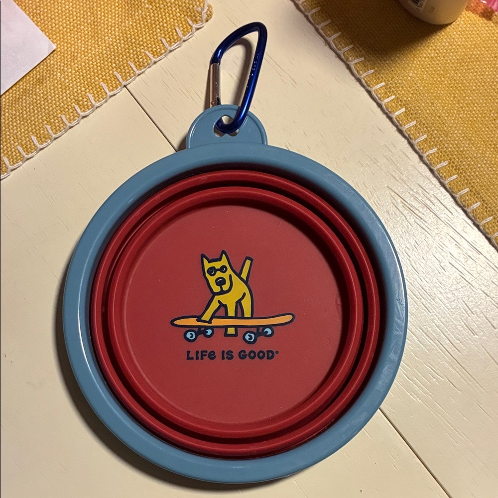 Life Is Good Red and Blue Pet Bowl